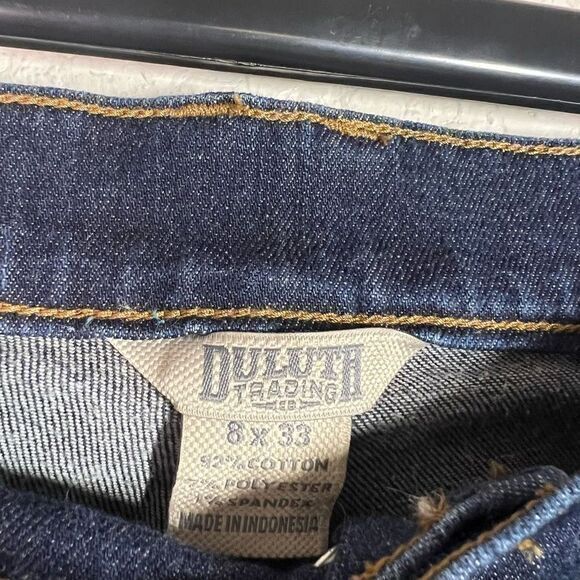 Duluth Trading Dark Blue Wash Mid Rise Straight Leg Jeans Womens Size 8 x 33 - Picture 4 of 6